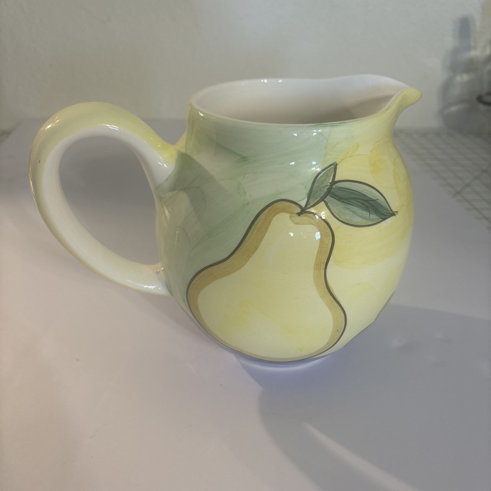 Artists Collection Hand Painted Stoneware Pitcher Fruit Watermelon Isle of Capri